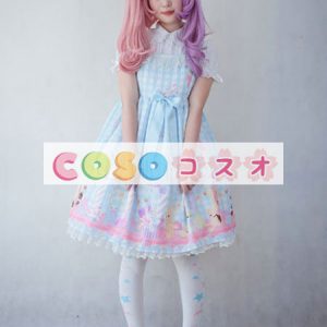 ロリータジャンパースカート　編み上げ　可愛い　綿混紡　 ―Lolita0568