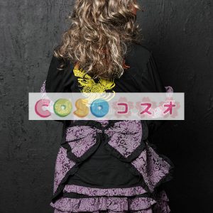 ロリータスカート，パープル＆ブラック　ラッフル　パンク　綿混紡　ティアド ―Lolita0570
