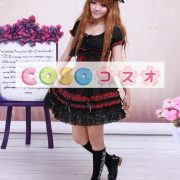 ロリータワンピース，ブラック　スクエアネック　クラシック＆トラディション　縞模様　 ―Lolita0593