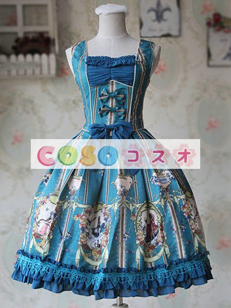 ロリータジャンパースカート　編み上げ　可愛い　綿混紡　 ―Lolita0594 1