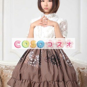 ロリータ服　スカート　チョコレート　スィート　プリント　レース　 ―Lolita0595