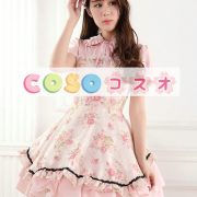 甘いピンクのレース バラ プリント ジャンパー スカート ―Lolita0613