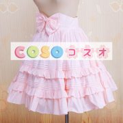 ロリータスカート，ピンク　ラッフル　リボン　スィート　コットン　 ―Lolita0629