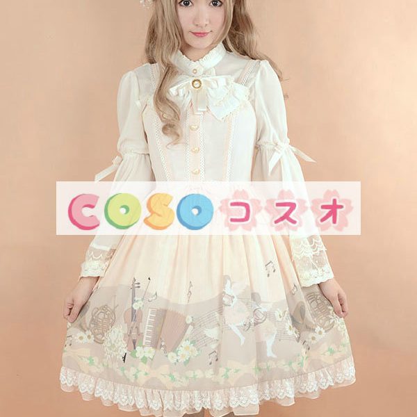 ロリィタジャンパースカート　リボン　可愛い　シフォン　パーティー　プリント柄　 ―Lolita0633 1