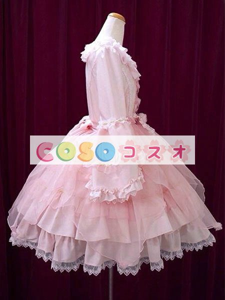 ロリータ服　ワンピース　ピンク　チュニック　プリント柄　コットン　可愛い　半袖　パーティー　 ―Lolita0649 1
