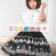 ロリィタスカート　ブラック　可愛い　プリント柄　カジュアル　ポリエステル　 ―Lolita0655