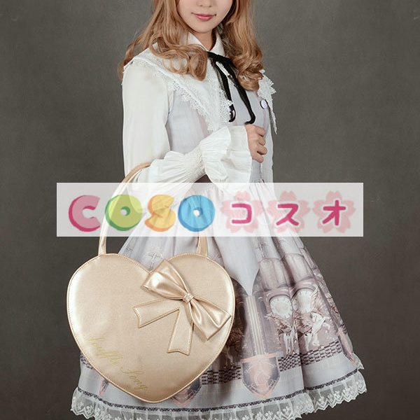 ロリィタジャンパースカート　リボン　可愛い　合成繊維　パーティー　プリント柄　 ―Lolita0667 1