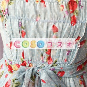 ロリータ服　ワンピース　ライトブルー　ボディコン　ドレス　シフォン　可愛い　半袖　編み上げ　カジュアル　 ―Lolita0712