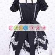 ロリータ服　ワンピース　ブラック　ボディコン　レース　ドレス　コットン　ゴシック　長袖　ポートレイトネック　編み上げ　カジュアル　 ―Lolita0717