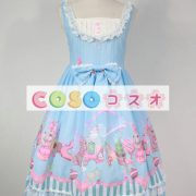 ロリィタジャンパースカート　可愛い　シフォン　プリント柄　リボン　パーティー　 ―Lolita0724