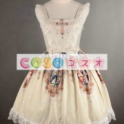 ロリィタジャンパースカート　リボン　可愛い　合成繊維　パーティー　プリント柄　 ―Lolita0733