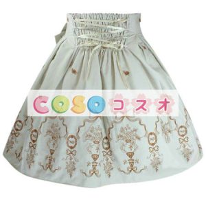 ロリィタスカート　カーキ　可愛い　プリント柄　パーティー　合成繊維　 ―Lolita0758