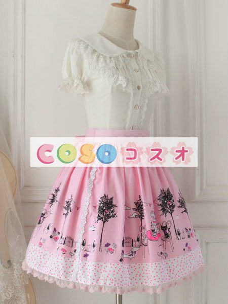ロリィタスカート　ピンク　可愛い　プリント柄　パーティー　 ―Lolita0765 1