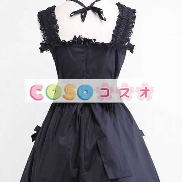 ロリィタジャンパースカート　ブラック　ゴシック　コットン　フリル　パーティー　 ―Lolita0779 1