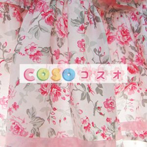 ロリィタスカート　ピンク　可愛い　プリント柄　パーティー　シフォン　 ―Lolita0782