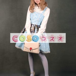 ロリィタジャンパースカート　可愛い　スクエアネック　シフォン　プリント付き　パーティー　 ―Lolita0783