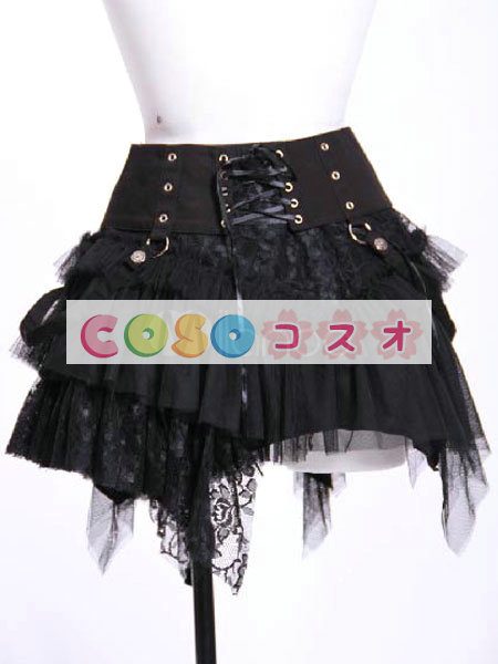 ロリィタ服　スカート　合成繊維　レトロ　ブラック　パーティー　 ―Lolita0808 1