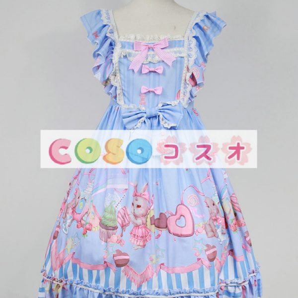 ロリィタジャンパースカート　可愛い　シフォン　プリント柄　リボン　パーティー　 ―Lolita0820 1