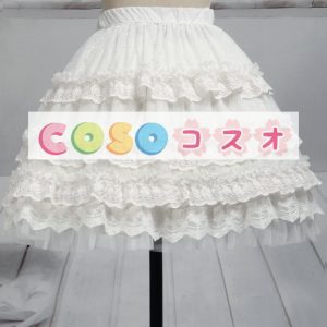 ホワイト　ショットスカート　ロリィタスカート　レーストリム　フリル　リボン ―Lolita0005