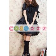 ロリータ服 ワンピース 単色 ドレス ポリエステル スィート 半袖 Uネック 刺繍入り カジュアル ―Lolita0104