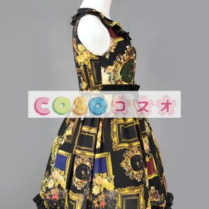 ロリータジャンパースカート　ブラック　レトロ　シフォン　 ―Lolita0741