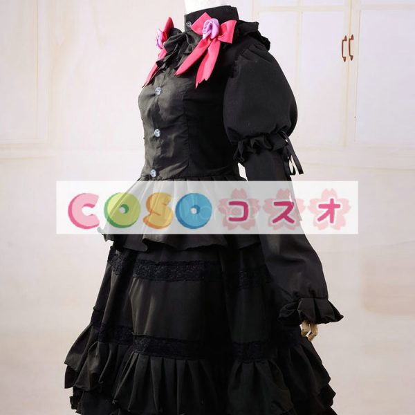 ロリィタ服　ドレス　スウィート　コットン　ブラック　カジュアル　リボン　長袖　 ―Lolita0843 1