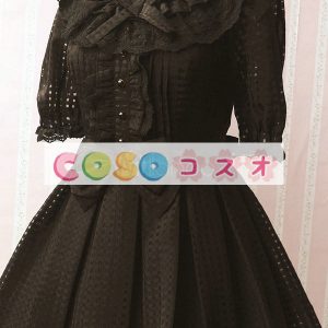 ロリータ服　ワンピース　ボディコン　ドレス　オーガンザ　可愛い　五分袖　編み上げ　カジュアル　 ―Lolita0606