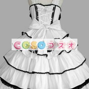 ロリータ服　ワンピース　ホワイト　ボディコン　ドレス　コットン　可愛い　リボン　カジュアル　 ―Lolita0639