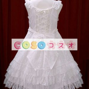 女性の白い弓レース ジャンパー スカート ―Lolita0672