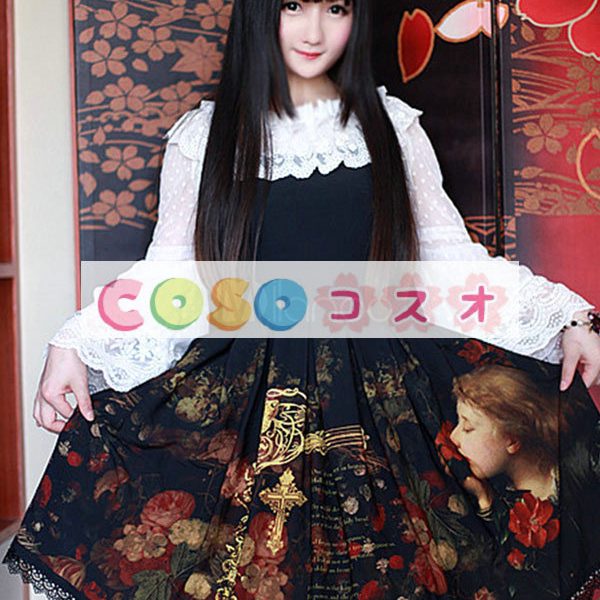 黒プリント シフォン ジャンパー スカート ―Lolita0789 1