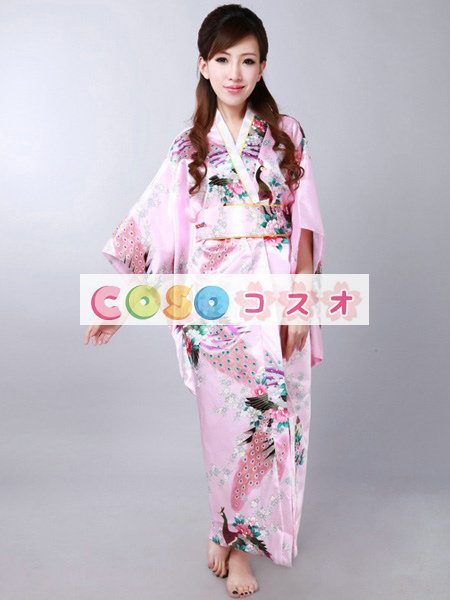ハロウィン　ピンク　日本　和服　浴衣　コスチューム　フェニックス・プリント―festival-0043 1