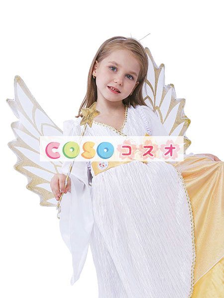 キッズ　ハロウィン　コスチューム　女の子用　天使　&ドレス　ホワイト　―festival-0253 1