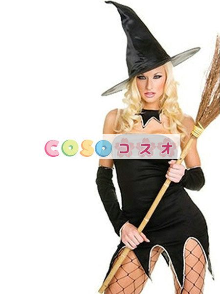 ハロウィン　魔女　ドレス　ブラック　コスチューム　セクシー　魔法使い　合成繊維―festival-0267 1