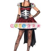 レッド ハロウィン スケルトン ドレス セクシー バンパイア コスチューム 女性用 合成繊維―festival-0273