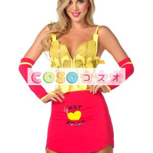 コスチューム衣装　イエロー　ドレス　女性用　大人用　フード　―festival-0339