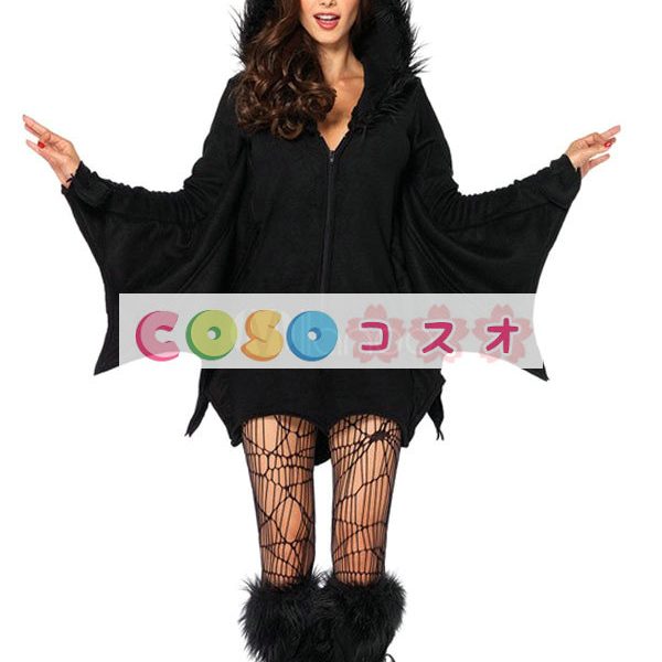 バンパイア　コウモリ　コスチューム　ブラック　ポリエステル　女性用　ハロウィン　大人用―festival-0341 1