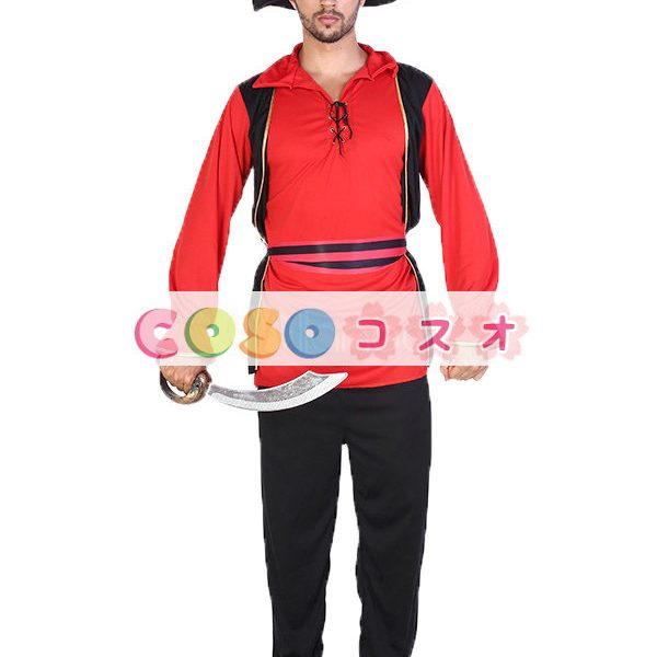 ハロウィングッズ　レッド　男性用　パイレーツ1　大人用　合成繊維　トップス　ハロウィーン　―festival-0349 1