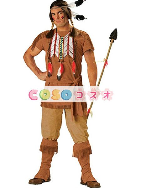 ファンタジー仮装　コスチューム衣装　ネイティブアメリカン　男性用　大人用　―festival-0394 1