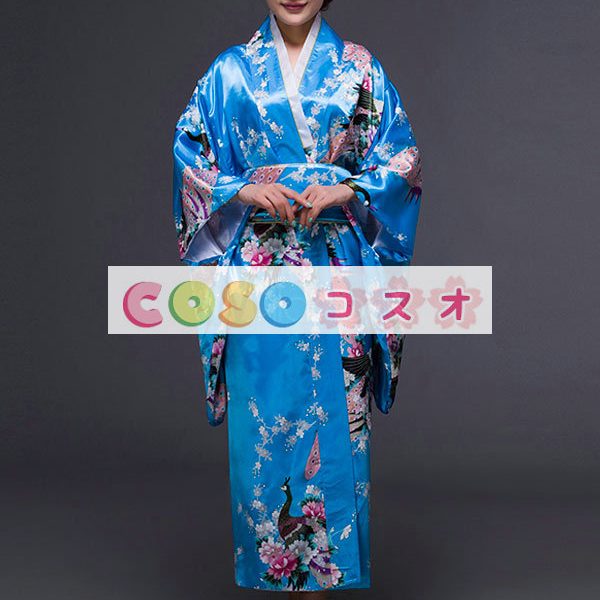 コスチューム衣装　ブルー　祝日　女性用　和服　世界の文化　新作　シルクライク　大人用　―festival-0652 1