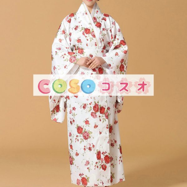 コスチューム衣装　ホワイト　世界の文化　祝日　大人用　シルクライク　女性用　和服　―festival-0659 1