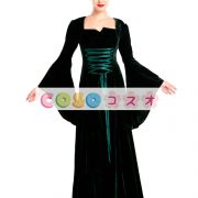 ハロウィン ルネッサンス ドレス ポリエステル中世グリーン前面レース アップ コスチューム コスプレ―festival-0704