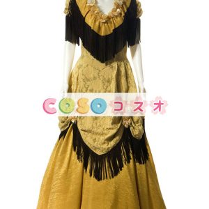ハロウィン ルネッサンス ドレス ポリエステル伝統的なロココ調タッセル黄色衣装コスプレ―festival-0706