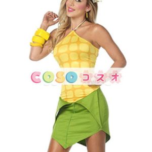 コスチューム衣装　イエロー　ドレス　女性用　大人用　フード　―festival-0564