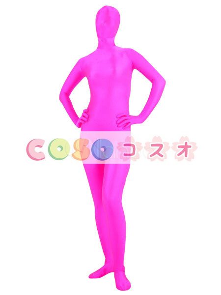 全身タイツ，ピンク　単色　大人用　開口部のない全身タイツ　変装コスチューム　ユニセックス　―taitsu-tights0069