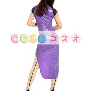 ラテックスドレス，パープル　セクシー　ファッション　コスチューム衣装　タキシード　―taitsu-tights0611
