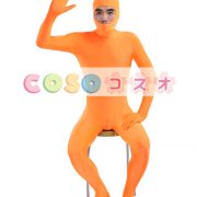 全身タイツ，オレンジ色　単色　顔部分が開いている全身タイツ　大人用　変装コスチューム　ユニセックス　―taitsu-tights0711 2
