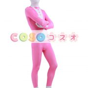 全身タイツ,ピンク&ホワイト ユニセックス カラーブロック 開口部のない全身タイツ 仮装コスチューム ―taitsu-tights1382 2 全身タイツ,ピンク&ホワイト ユニセックス カラーブロック 開口部のない全身タイツ 仮装コスチューム ―taitsu-tights1382 2