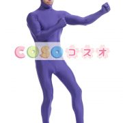 紫のオープンフェイス ユニセックス ライクラ スパンデックス全身タイツ スーツ―taitsu-tights1452 2