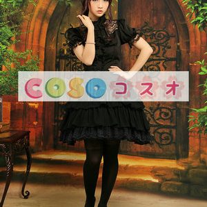 シフォンスカート　ブラック　ロリィタスカート　レーストリム ―Lolita0003