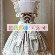 ロリィタジャンパースカート　ホワイト　可愛い　コットン　プリント柄　リボン　パーティー　 ―Lolita0030 2